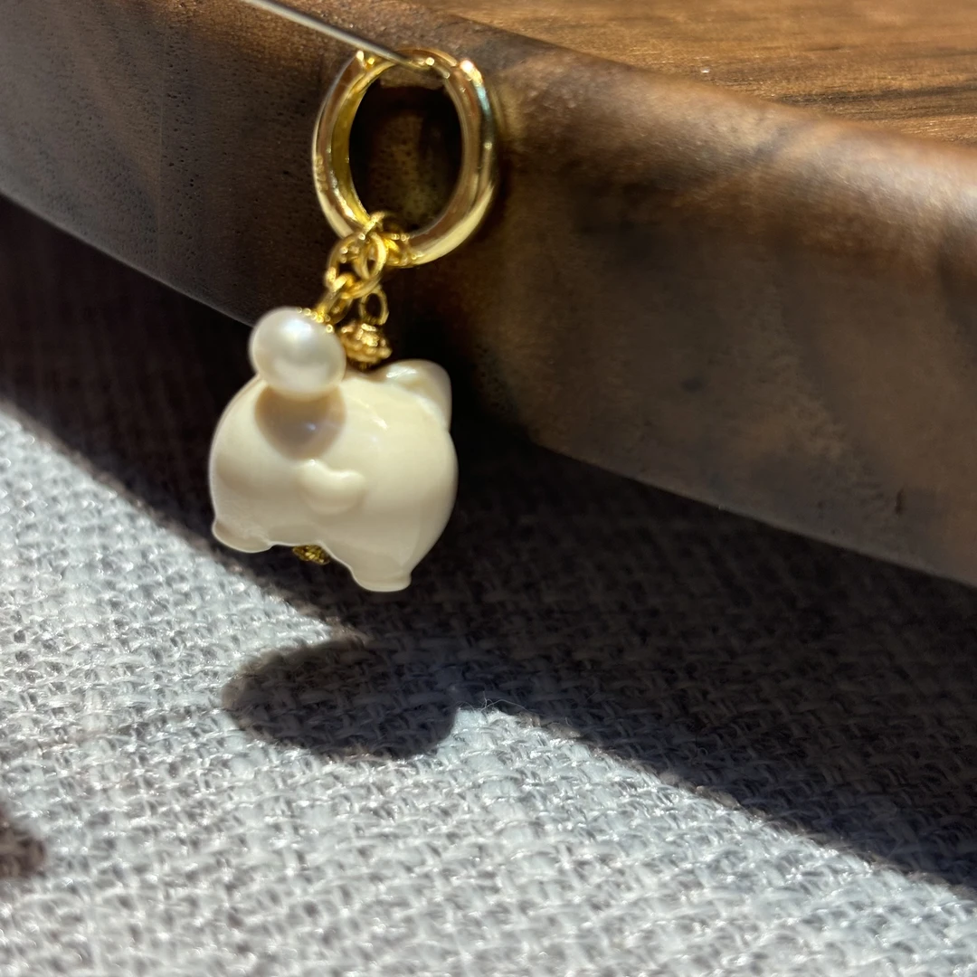 非金属木质耳饰 X-138小璐仙仙小狗柯基屁股耳环小挂件单支