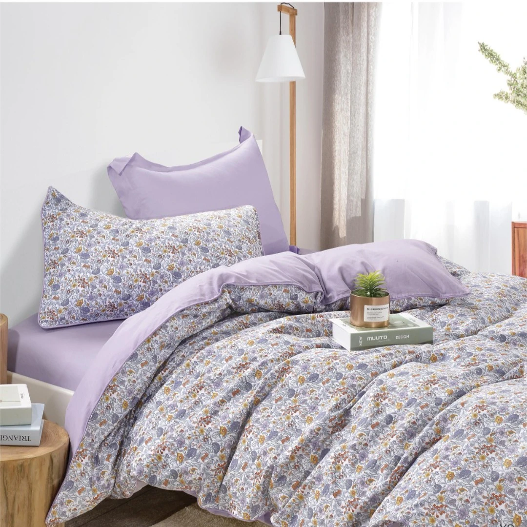 N1648标准13376纯棉被套 归云梦紫 200*230 全棉精梳棉双人被套