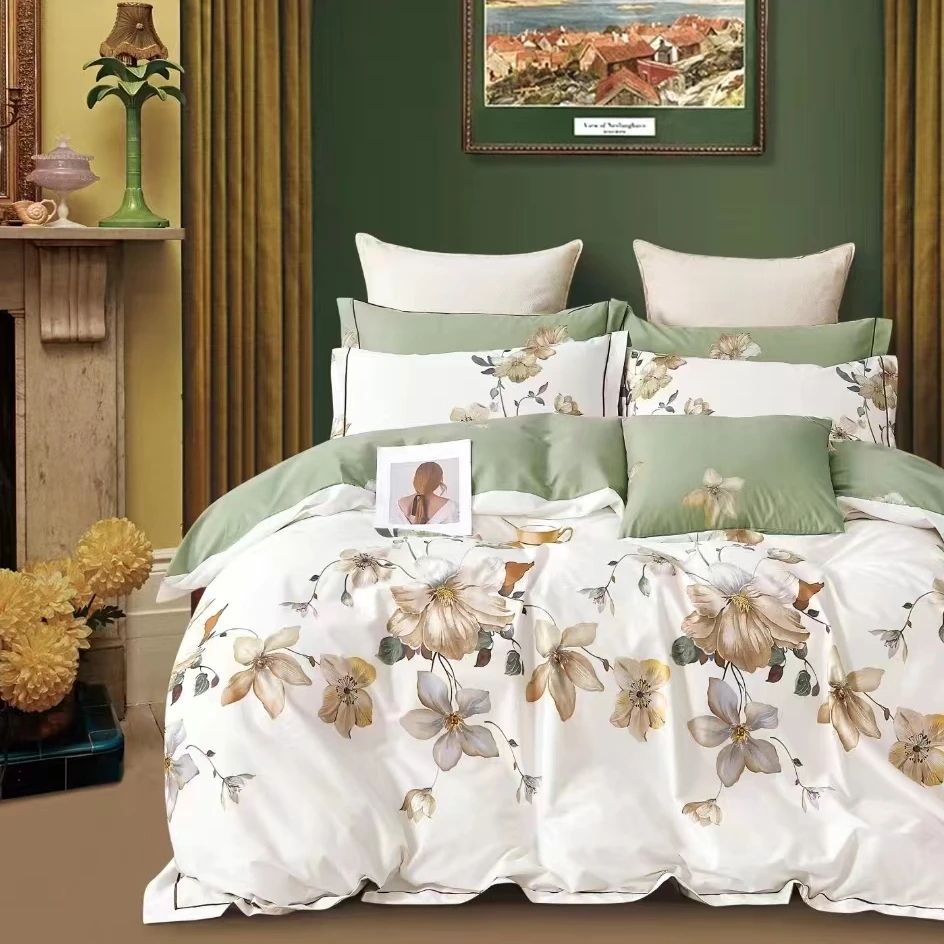 C6726 纯棉铂金133*76斜纹60s标准四件套 法芙娜-白200*230国风