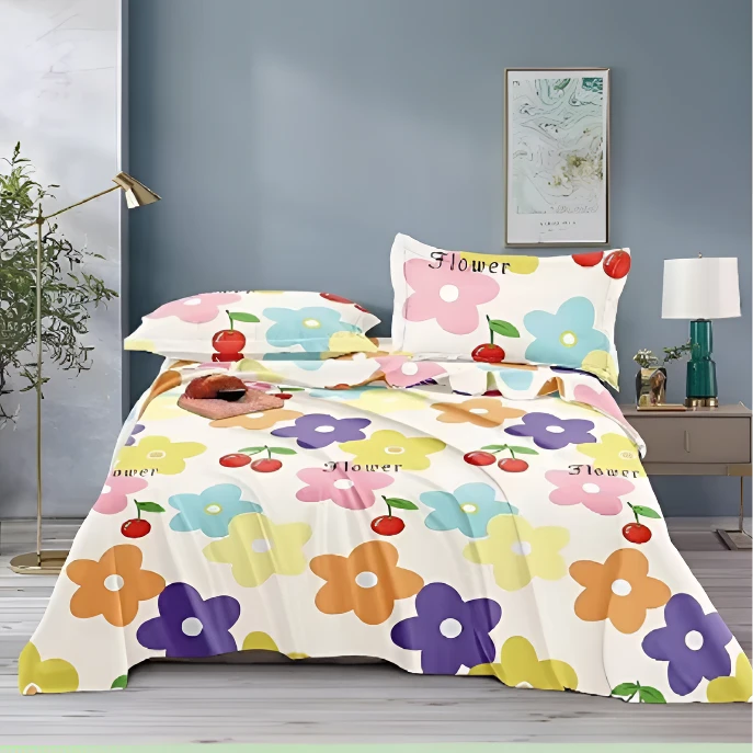 B4298 高端精品纯棉细纱小帆布提花缎双人床单 甜蜜果240*245四季