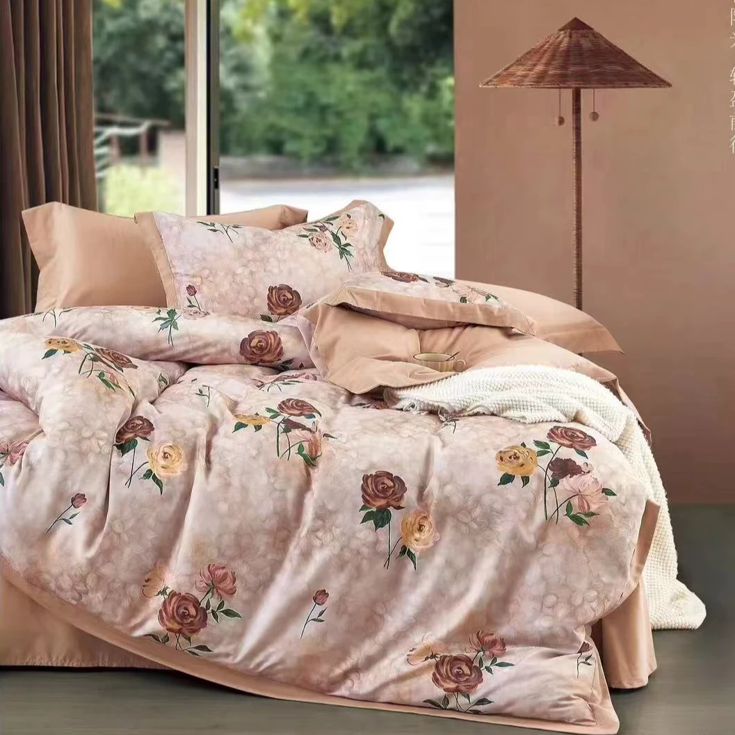 D2593 纯棉数码印花床盖三件套 天意棕220*240优雅时尚轻奢亲肤