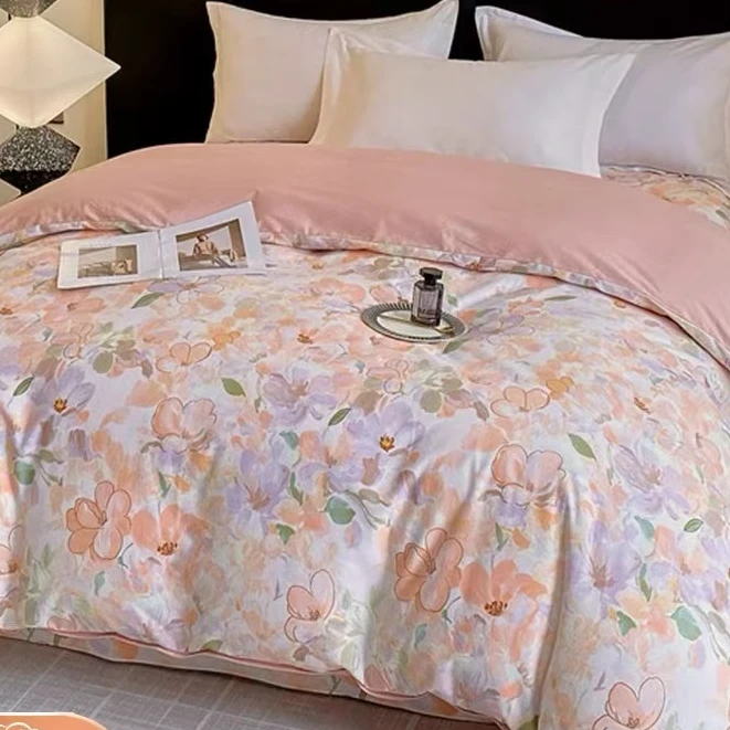 B5215 全棉床单生态精纺棉保暖加厚双人床单 凌波仙子245*250温柔