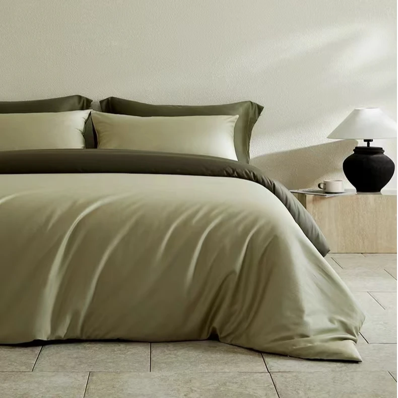 C7425 高端纯棉100s长绒棉匹马棉纯色四件套 仓兰绿200*230软装