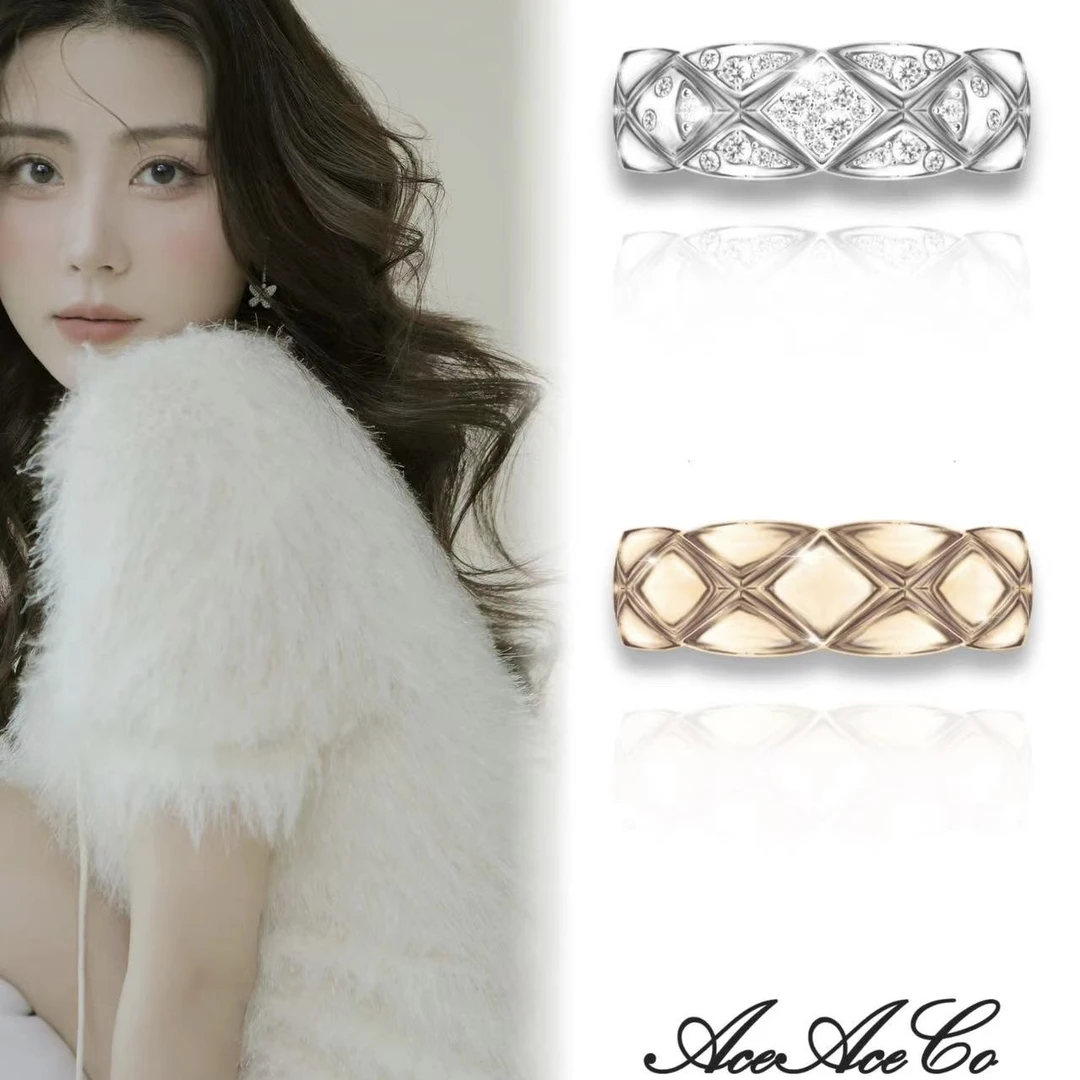 925银合成锆石戒指 AceAceCo【婉婉专属】【奶奶系列】菱格戒指
