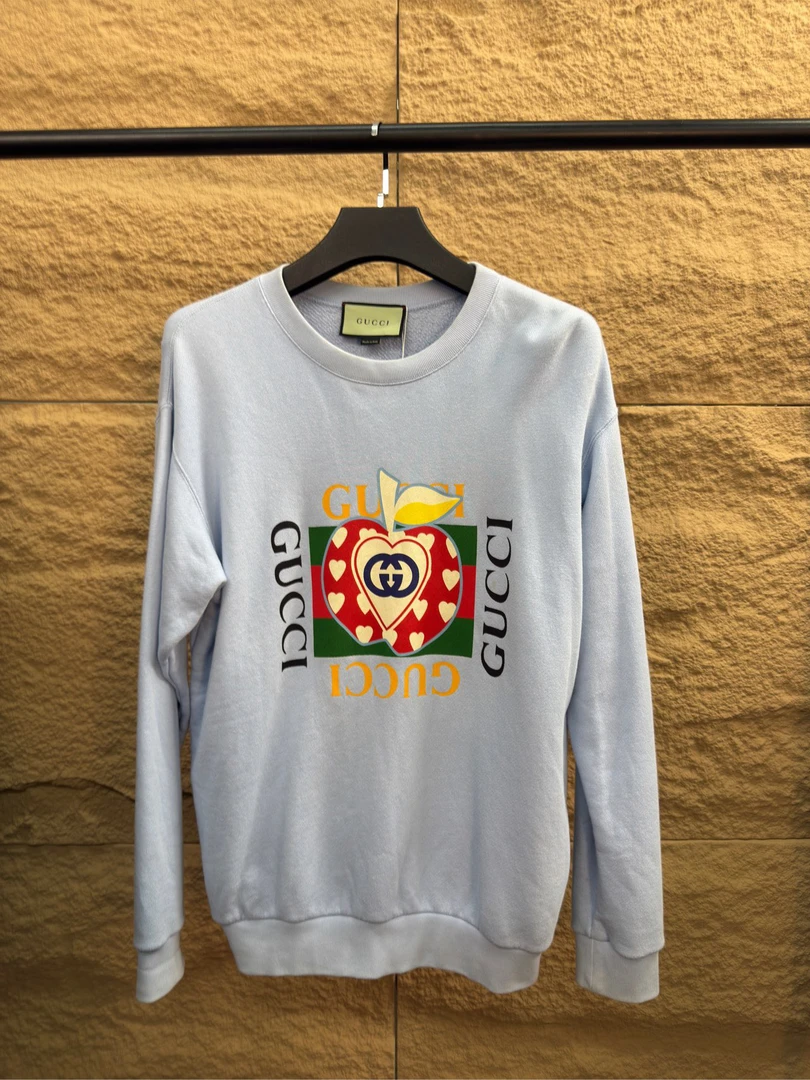 Gucci 情人节限定方块苹果卫衣 size：os/s 状态：98 新长袖蓝色