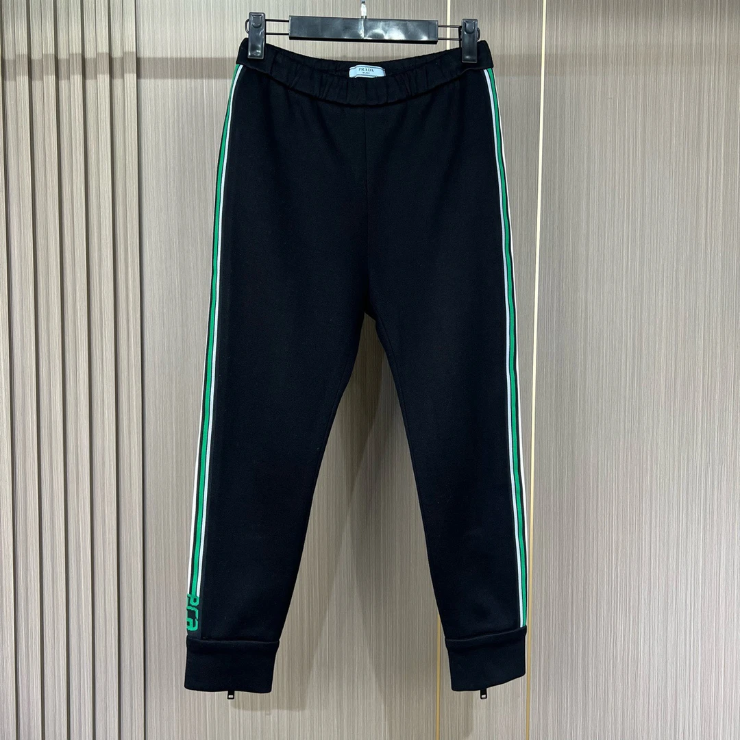 Prada 普拉达 织带字母Logo长裤/XS码/99新 工价7200/KL05270~