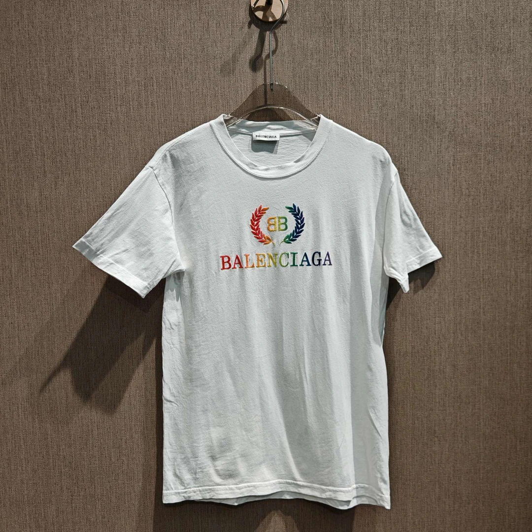 Balenciaga 彩虹麦穗短袖 ：s ： 98新 女装灰色男士夏季时尚圆领