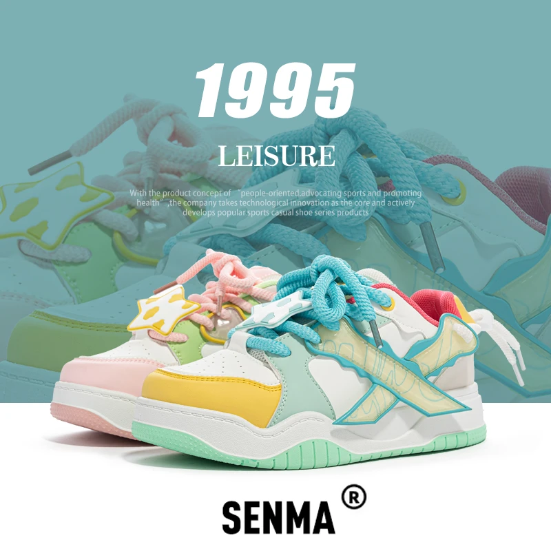 SENMA/森马增高板鞋女款增高低帮鸳鸯鞋爆款女款百搭拼色鞋子板鞋