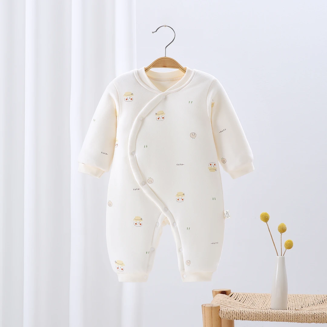 新生儿婴儿纯棉加厚秋冬季蝴蝶衣保暖哈衣长袖冬款和尚服闭档哈衣