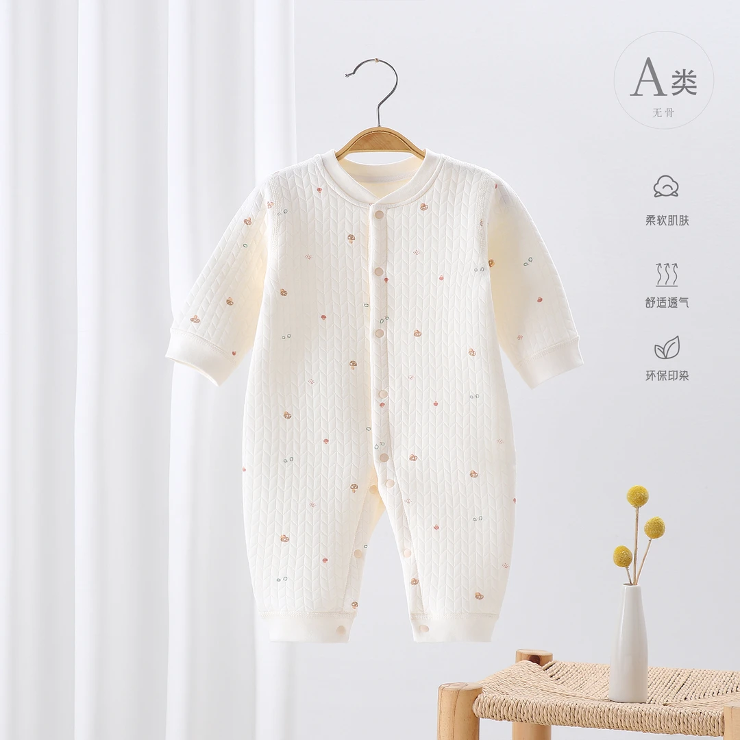 保暖连体衣春秋卡通爬服新生儿加厚哈男女外出服宝宝长袖外出服