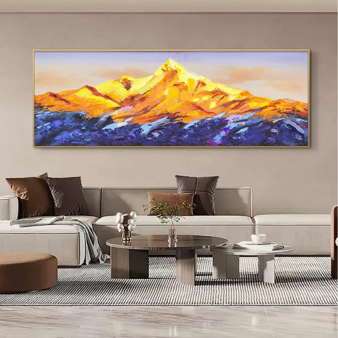 Y144背靠金山客厅油画有山无水办公室沙发背景墙挂画轻奢感壁画