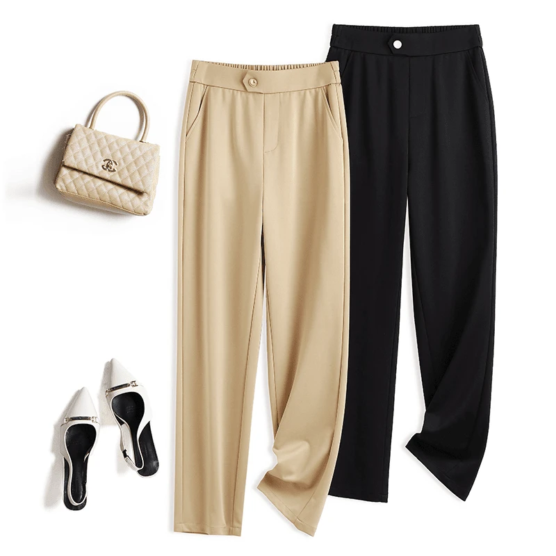 夏季时尚轻奢烟管裤 弹力修身 高定高垂修身百搭职场九分女裤B318