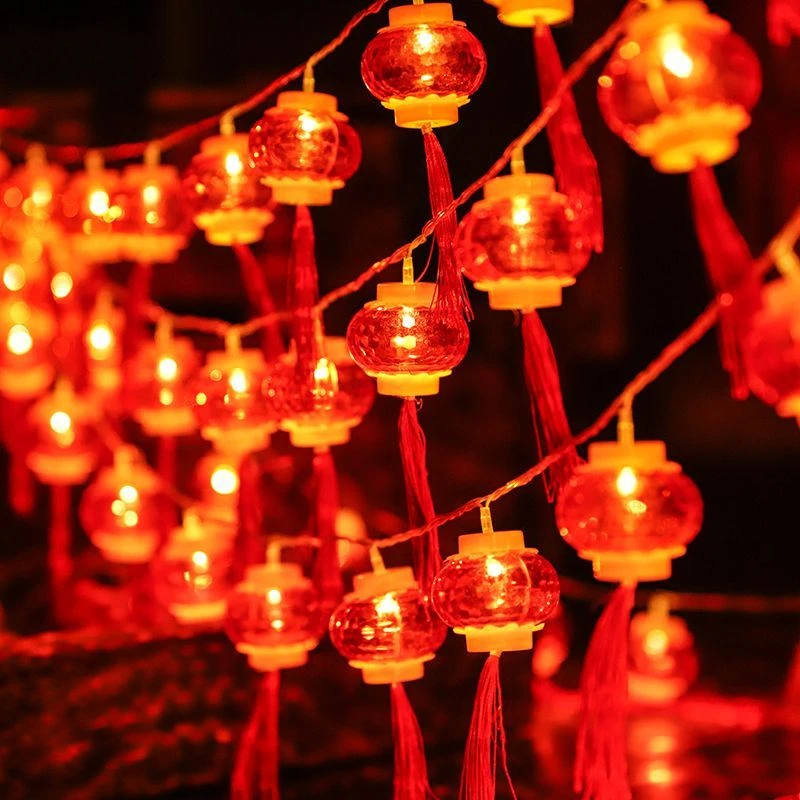 2024过年春节装饰水晶流苏灯笼新年元宵节布置彩灯串灯闪灯满天星