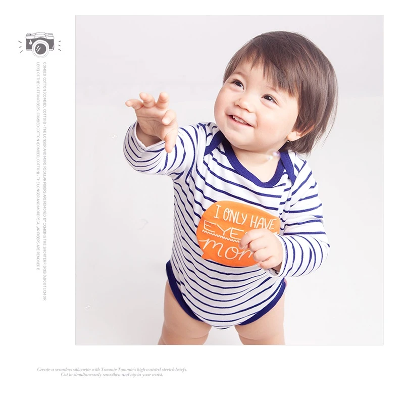 外贸原单德版男女宝新生儿长袖条纹秋款A类纯棉包屁衣柔软单层面