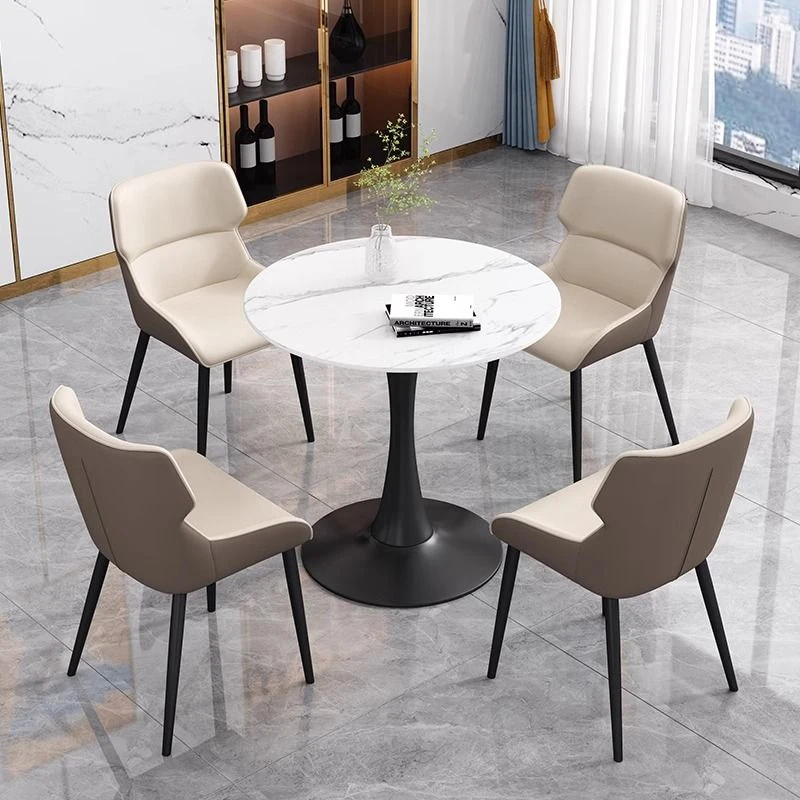 轻奢办公洽谈桌椅组合家用酒店办公电脑桌阳台休闲接待圆餐桌茶几