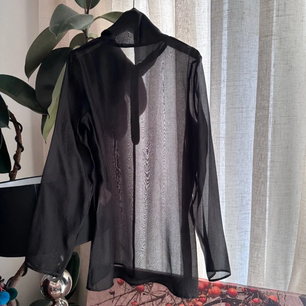 GXJ 【砚纱】秋冬立领百搭半透明搭配必备长袖衬衣