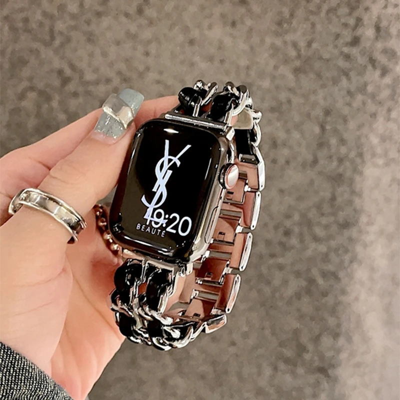 适用小米手环89pro腕带RedmiWatch4手表表带小香风金属拼皮女表链