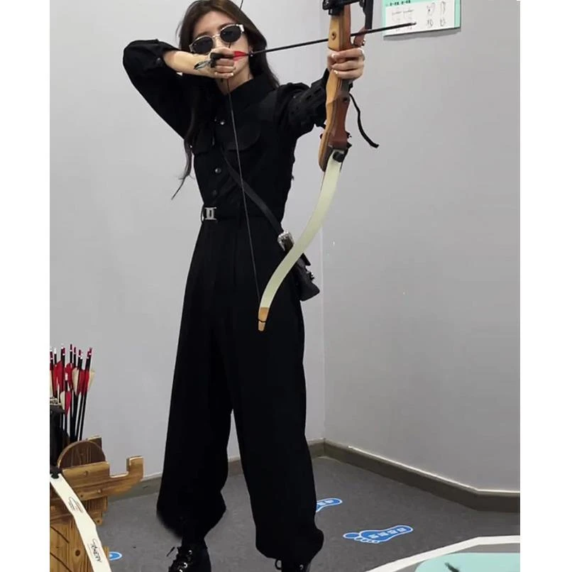 气质工装连衣裤女秋季新款设计感简约机能酷风休闲阔腿连体裤