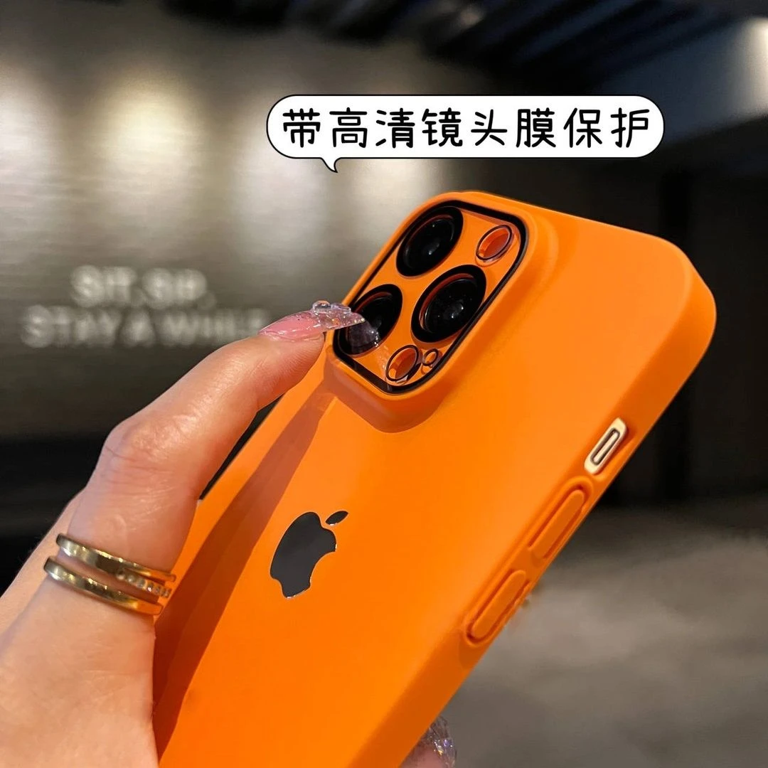新款磨砂肤感iPhone14promax手机壳自带镜头膜苹果13全包防摔i12.