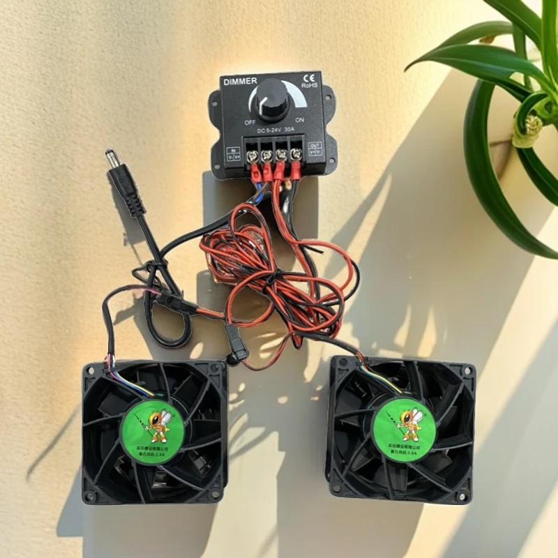 养蜂新款防马蜂服专用散热系统风扇调节器线路配套带电池12V电压