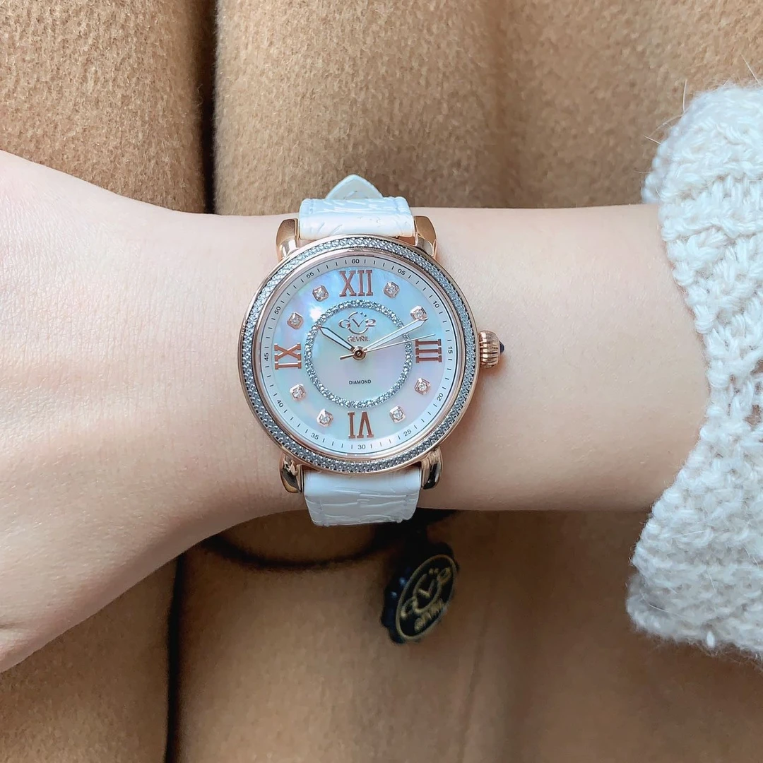 GV2 GEVRIL/雪飞高端贝母时尚石英女士腕表防水36盘#9863