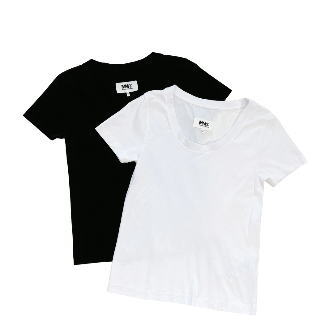 全新未使用 Maison Margiela/梅森马吉拉 马吉拉 女黑白低领短袖