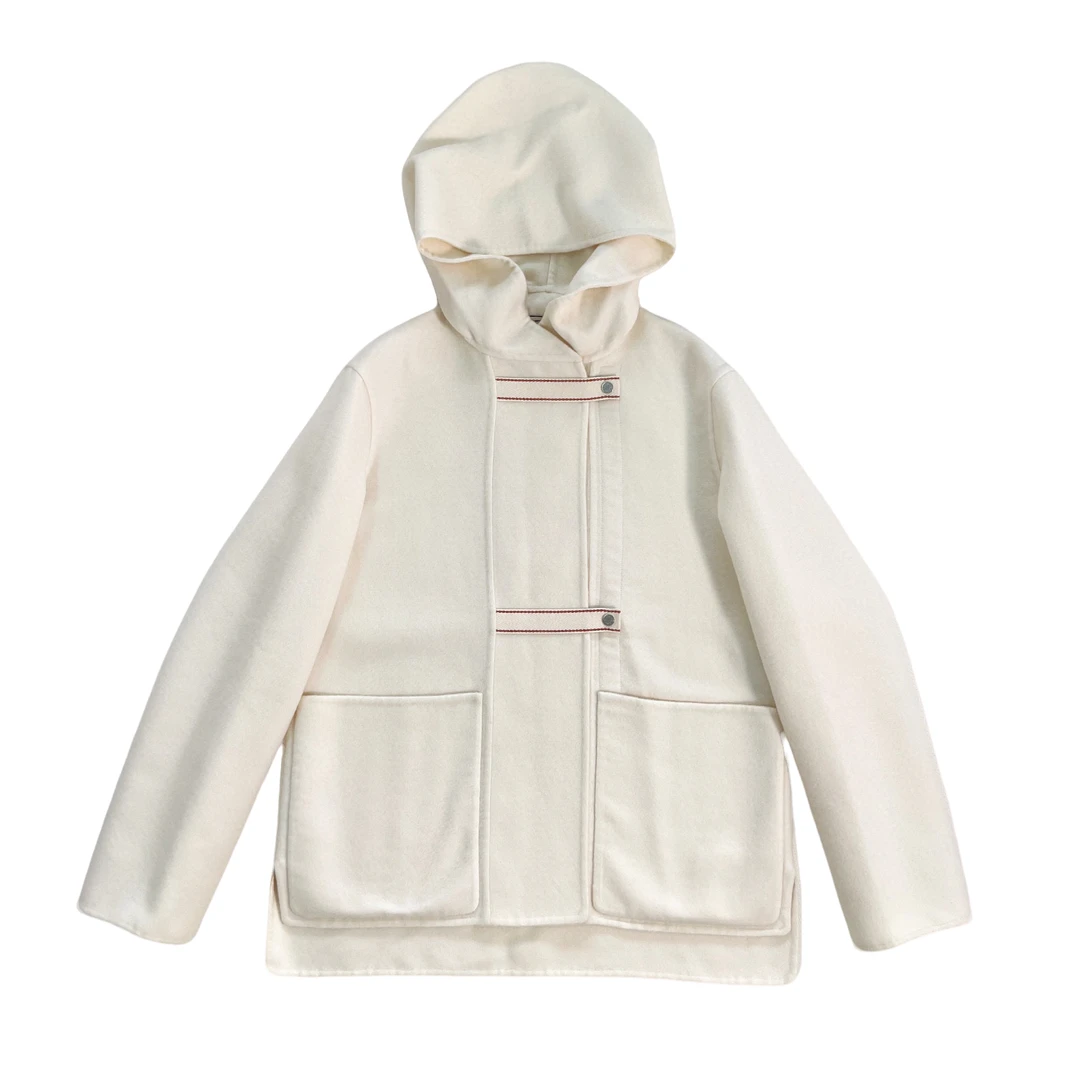 全新未使用 Hermes/爱马仕 爱马仕 女士白色柔软舒适外套大衣