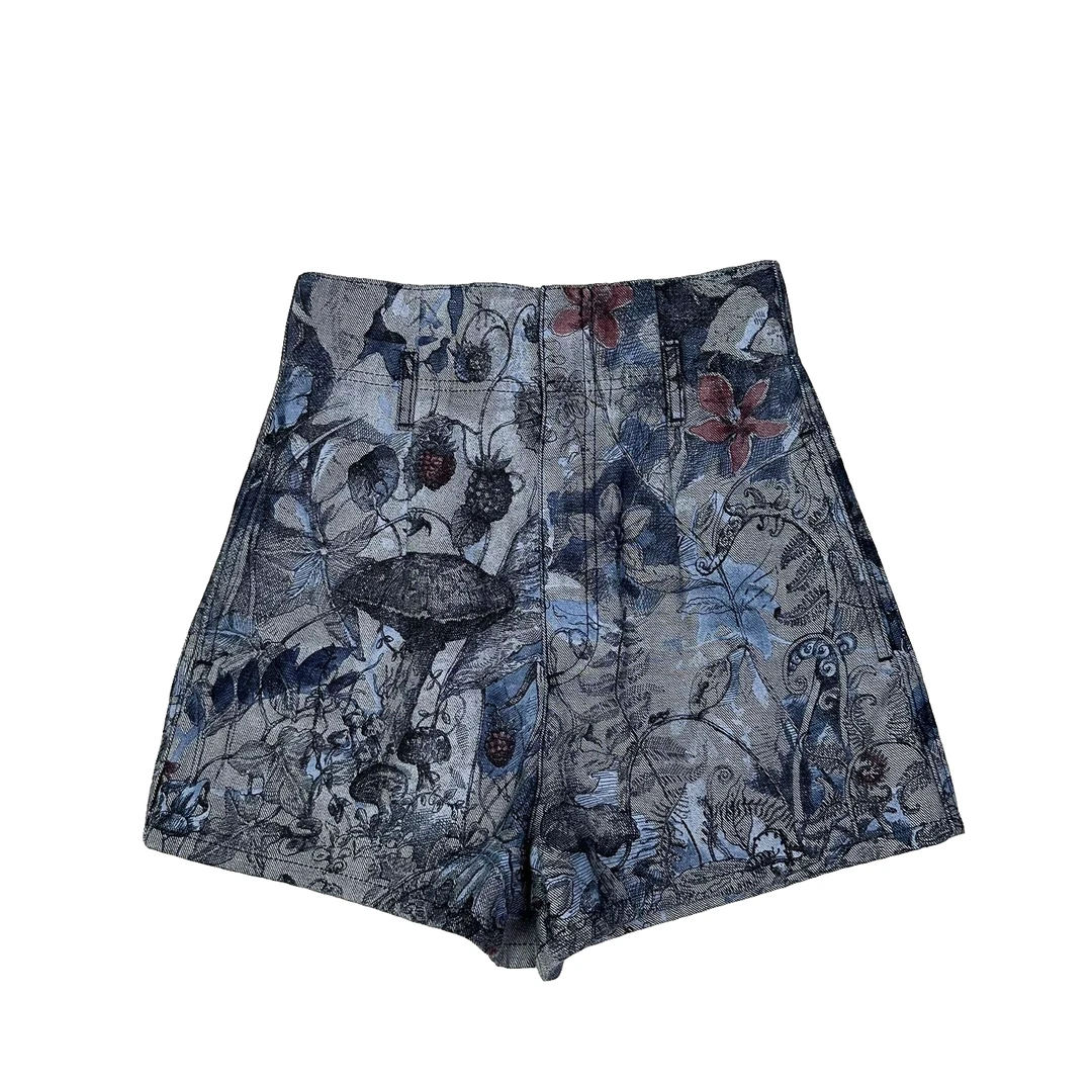 全新未使用 DIOR/迪奥 迪奥 女士限定爱丽丝梦游仙境图案印花短裤