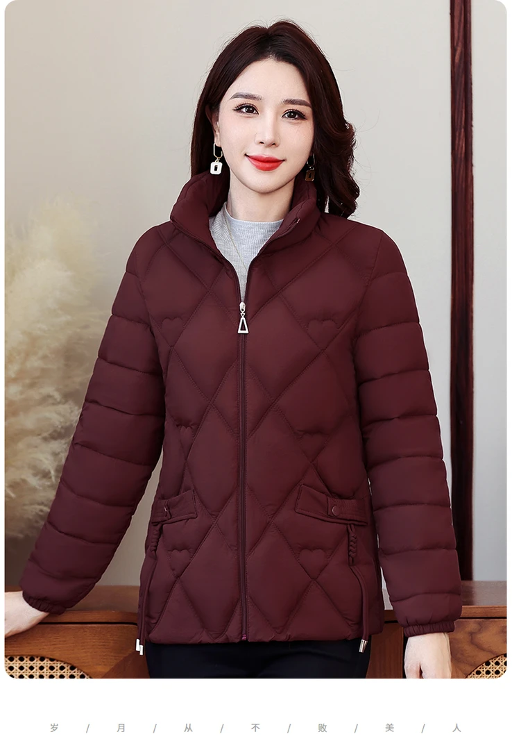 新款9863新款中老年时尚女装中年棉衣洋气棉袄冬季外套加厚保暖