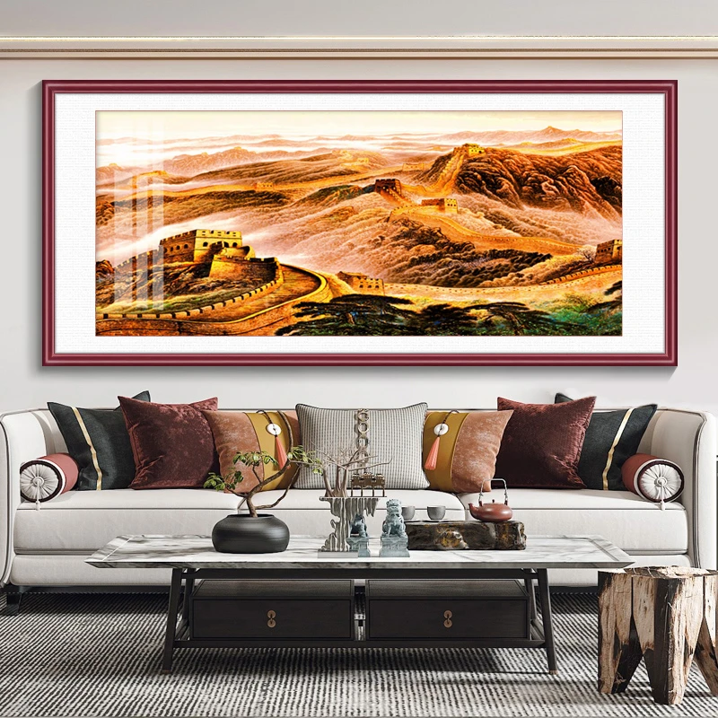 万里长城客厅挂画沙发背景墙壁画国画办公室装饰字画靠山图山水画