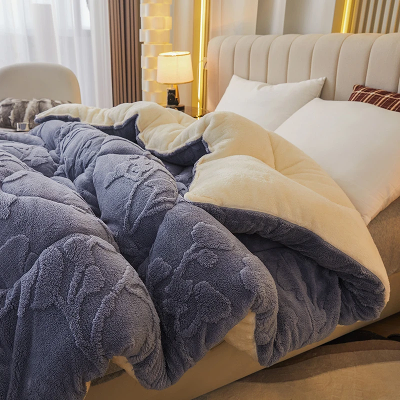 新AB版款舒棉绒加厚被子被芯秋冬季保暖太空被双面绒学生宿舍棉被