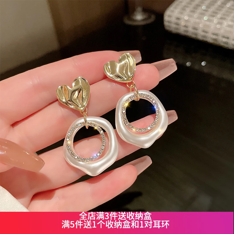 铜合金亚克力耳饰 法式宫廷气质耳环爱心57号【全店满3件送收纳盒