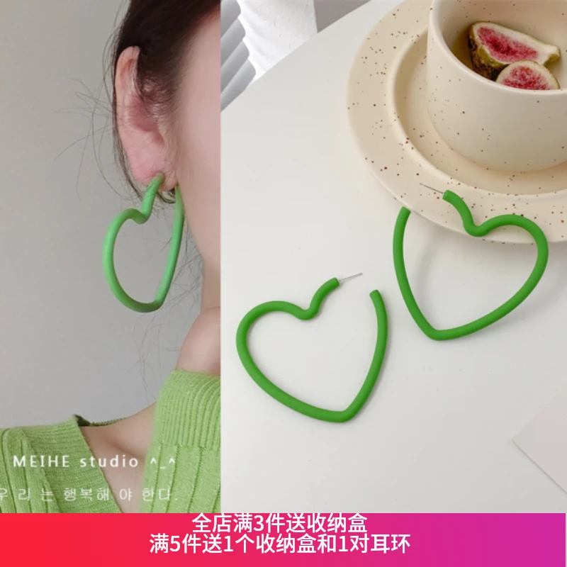 非金属亚克力耳饰 夸张大款气质爱心圈圈彩色耳环【满3件送收纳盒