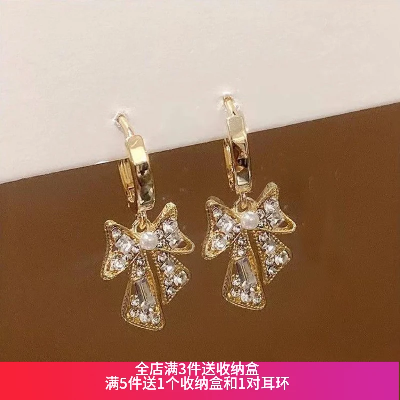 非金属耳饰 蝴蝶结耳扣耳坠高级感轻奢耳环百搭时尚小众352号