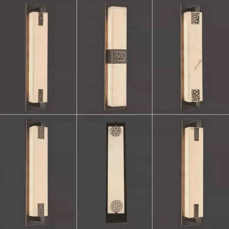 新中式户外庭院灯全铜云石壁灯长条楼梯客厅电视背景墙灯室外挂灯