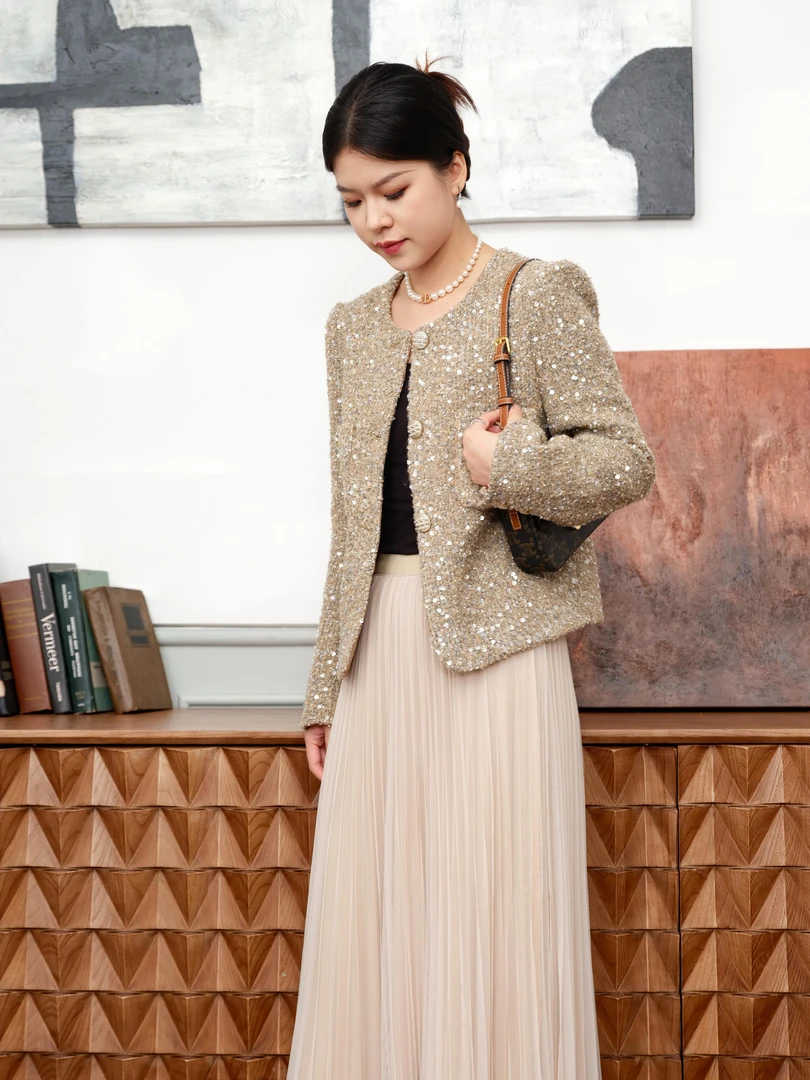 MSSY美舒尚衣新款亮片高级感重工气质小香外套女60016