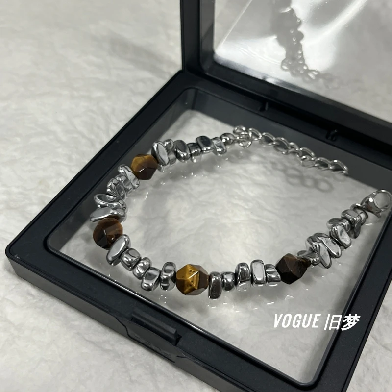 钛钢手链 ins风黄色小众设计手链百搭时尚轻奢串珠男生高级感配饰