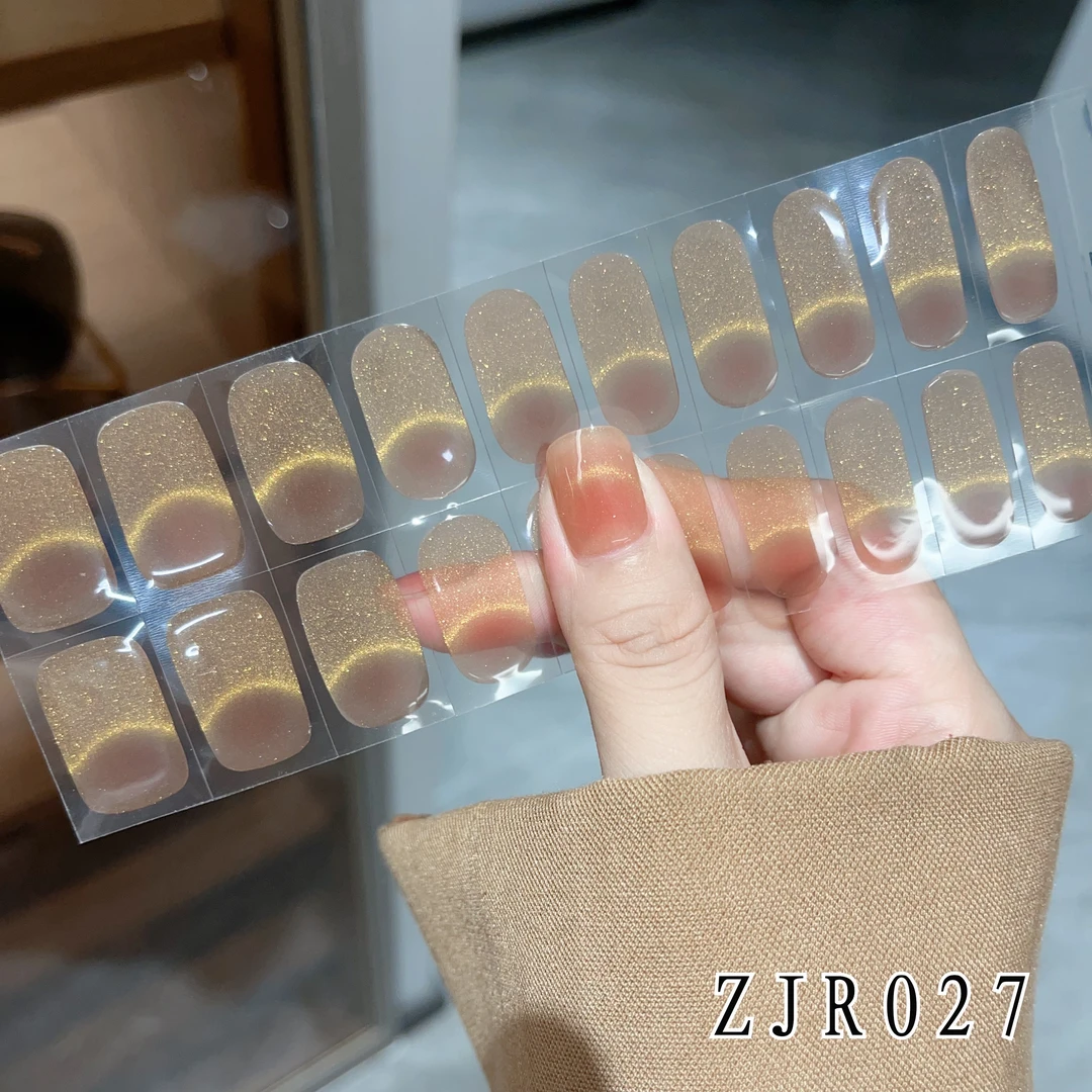 [照灯变硬]冰心猫眼027半固化凝胶指甲贴美甲贴防水不掉20个甲片