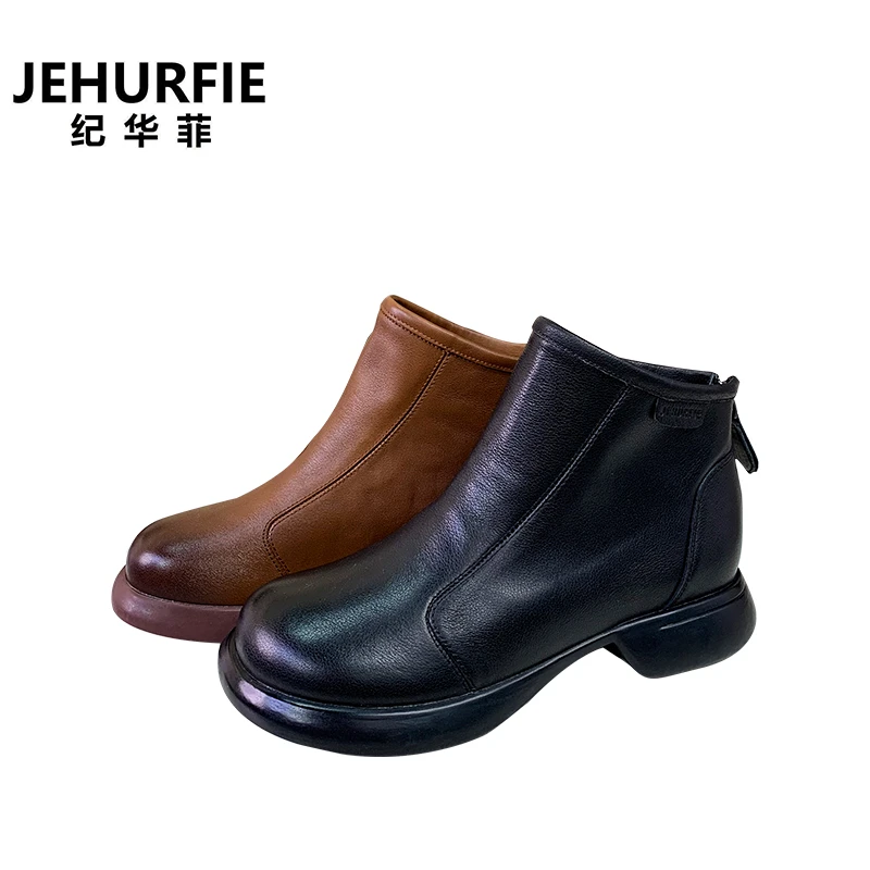 JEHURFIE/纪华菲秋季新款马丁靴女时尚休闲英伦风女士短靴AB23183
