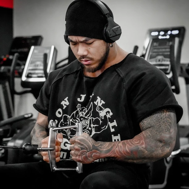 IRONJUNGLE GYM老派美式宽松训练T恤蝙蝠衫健身大码