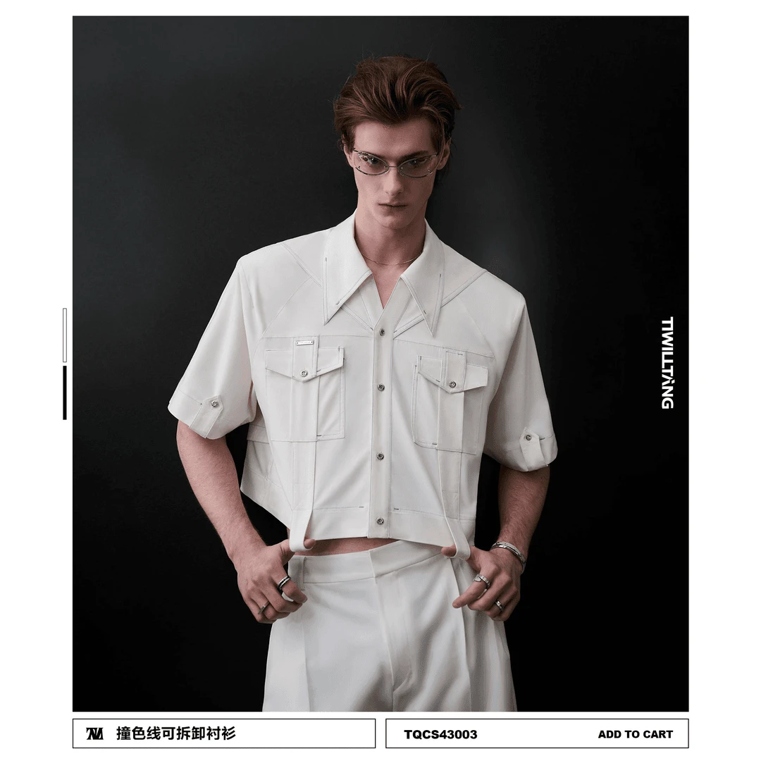 TIWILLTANG启世录“风烬镕玥”付辛博同款可拆卸衬衫春重工长袖衬衣