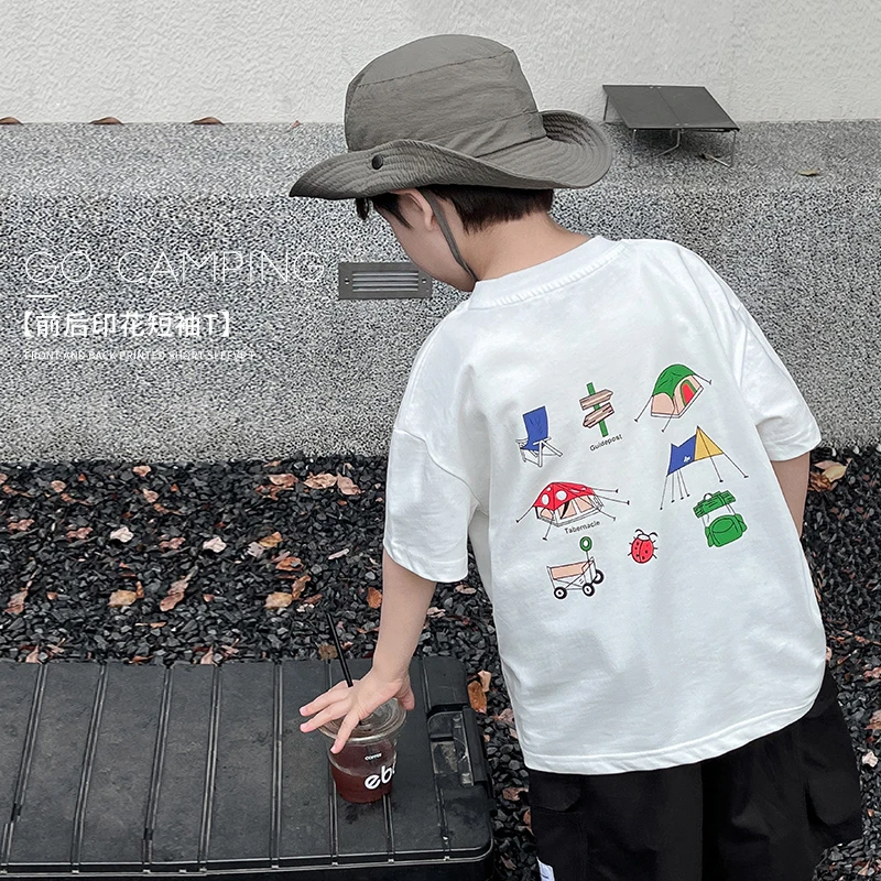 【特卖A】棉小班男童前后印花短袖AX4033