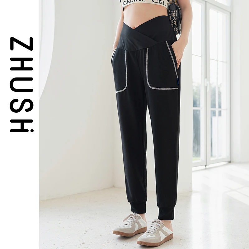 5916 孕妇运动裤交叉低腰