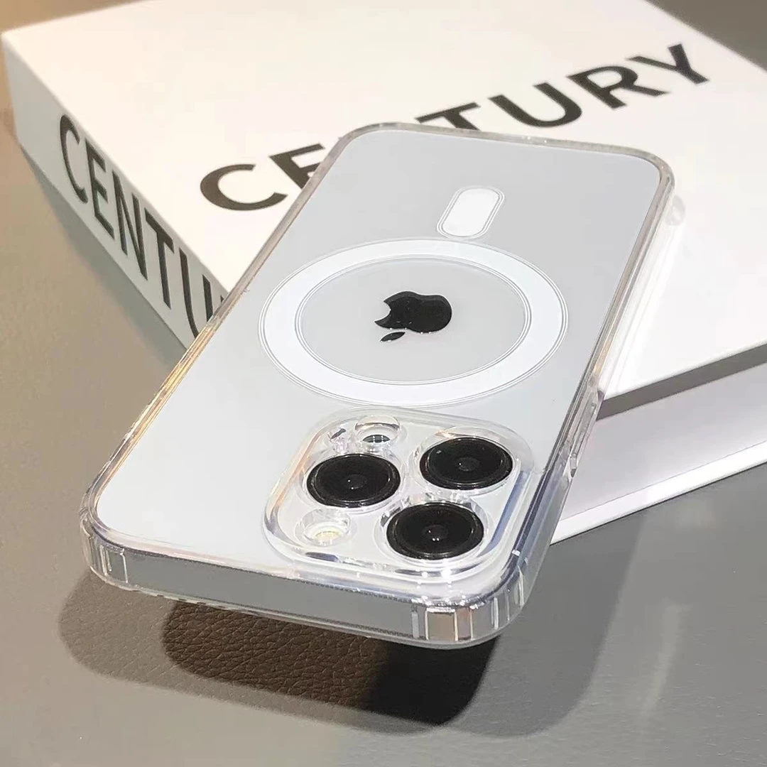 磁吸苹果13promax透明12pro手机壳iPhone11全包x/xr防摔14亚克力