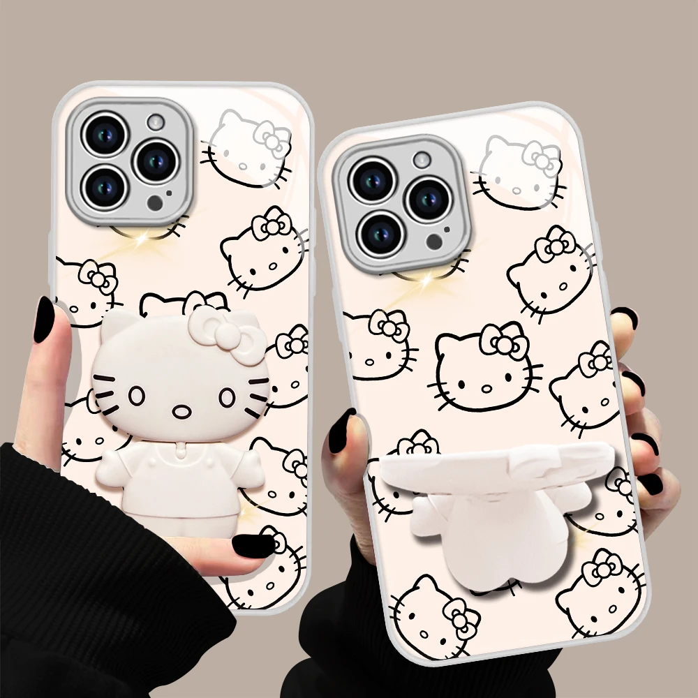 2024新年款可爱凯蒂猫苹果13玻璃壳oppo/vivo/华为全包防摔手机壳