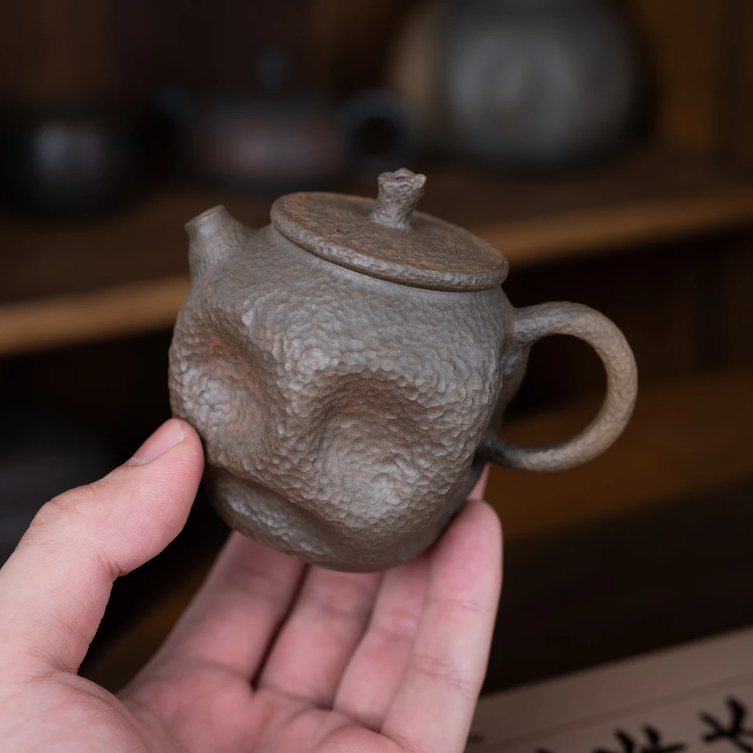 冻梨壶 约130毫升 锤纹内推孔 广西坭兴陶全手工茶具