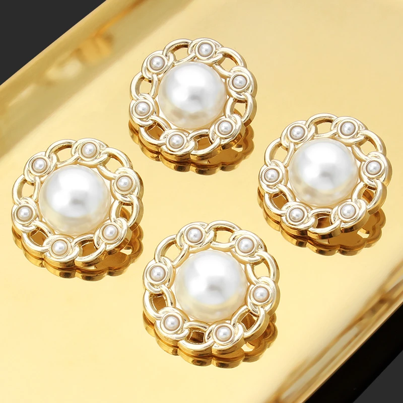 大衣扣子女式呢子大衣毛衣开衫珍珠小香风金色个性装饰大纽扣配件