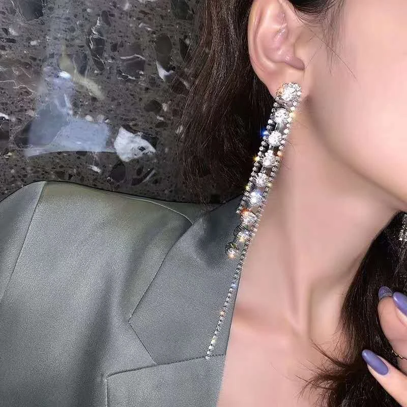 欧美时尚潮长款流苏耳环女夸张耳饰