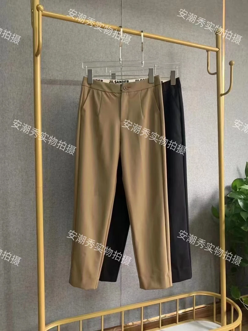 安潮秀---6691秋款新款后裤脚开叉显瘦小脚西装裤90公分长女