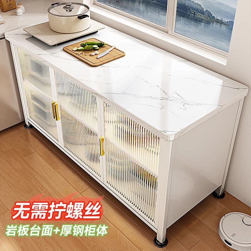 特厚岩板操作台餐边柜厨房置物架落地多层厨房置物架大全新款